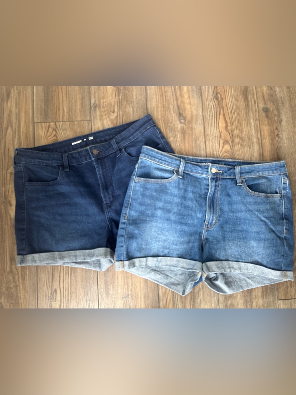 Old Navy Women's WOW Denim Shorts - Dark Blue & Light Blue Washes